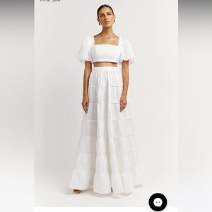 DISSH White Linen Sleeves Top and Skirt